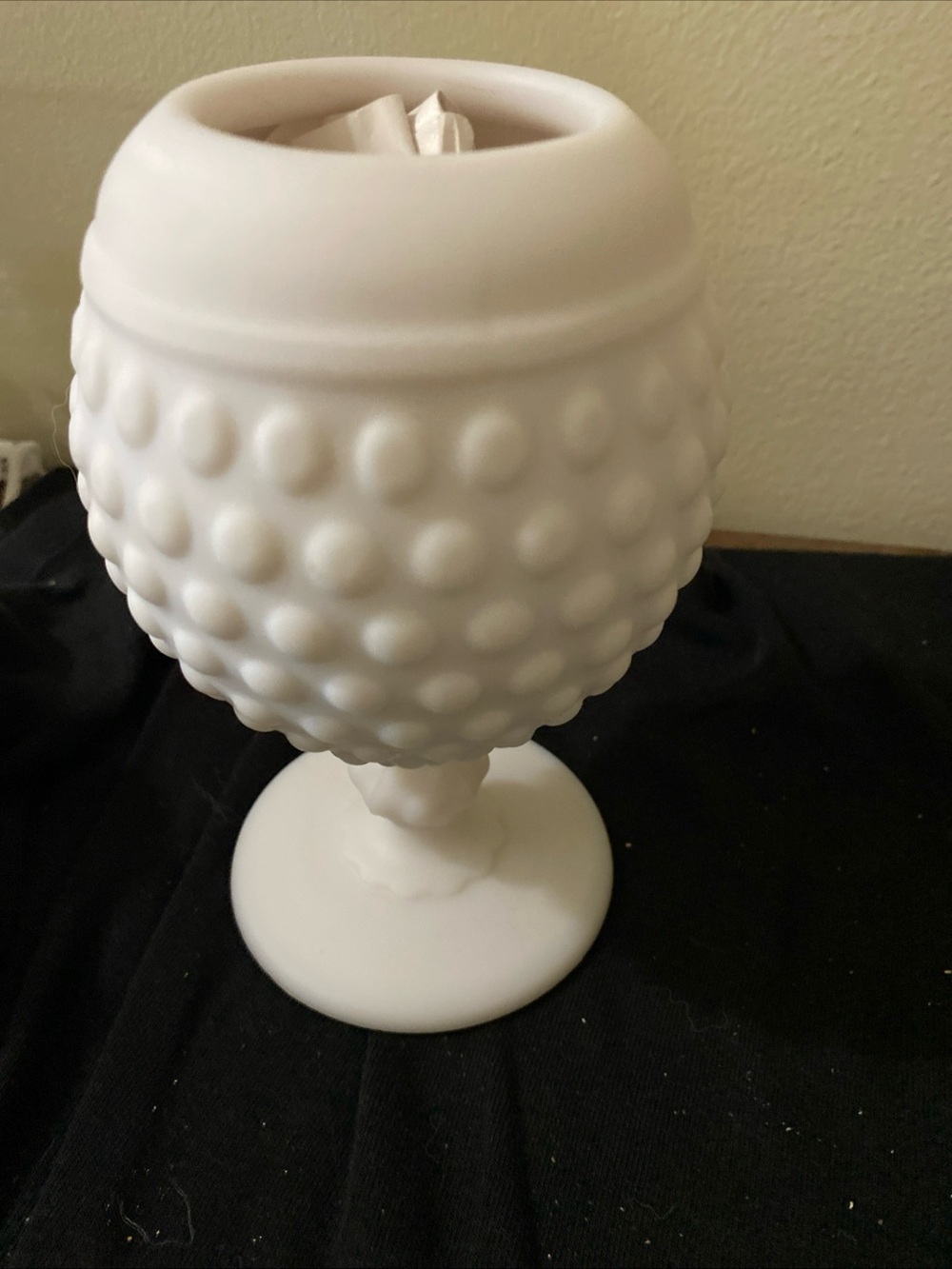 Matte White Hobnail Pedestal Vase - Decorative Home Accent